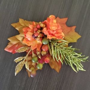 Fall Autumn Leaves Glitter Hair Flower Clip